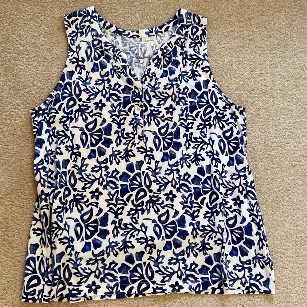 Croft & Barrow blue print tank 60% cotton Size Large